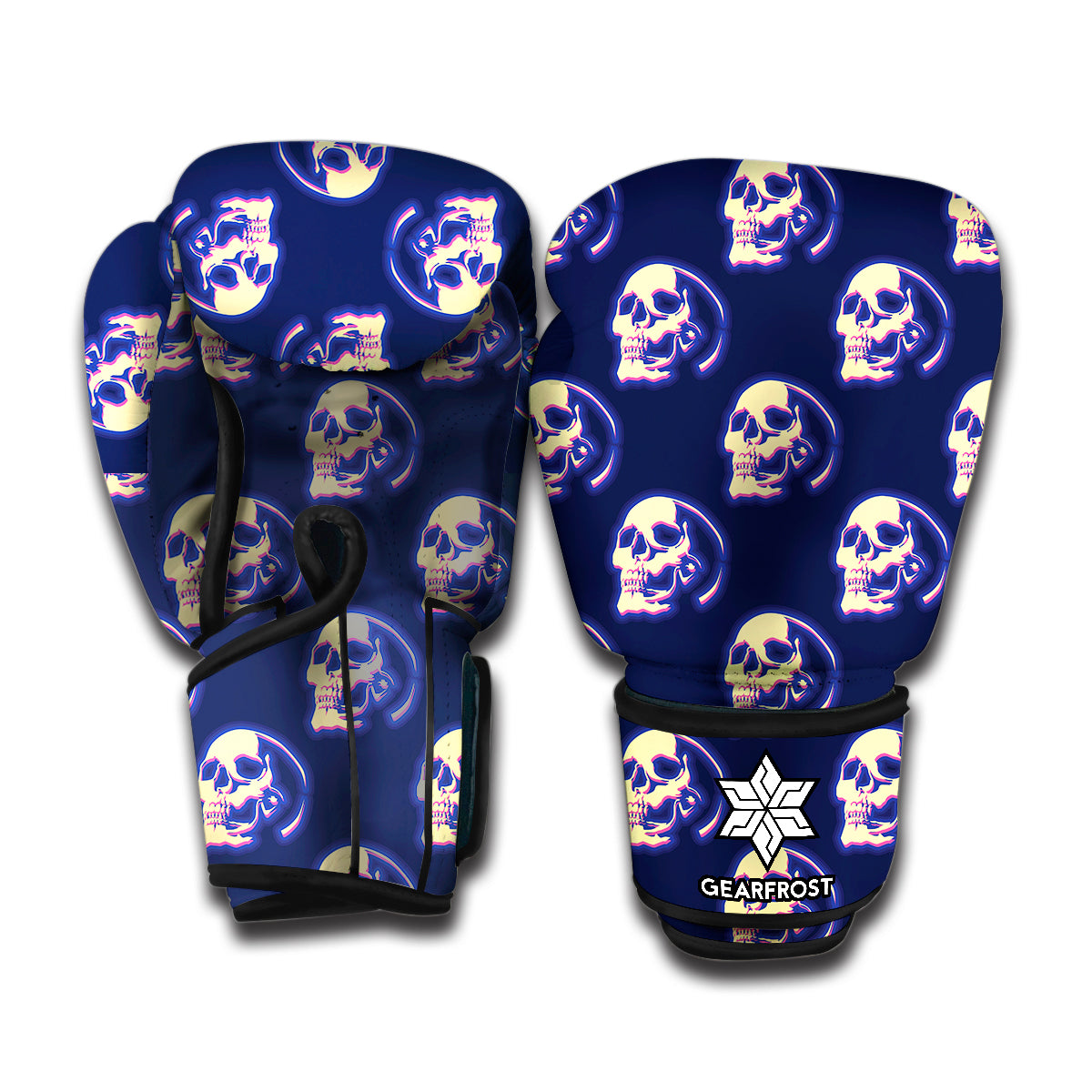 Trippy Skull Pattern Print Boxing Gloves