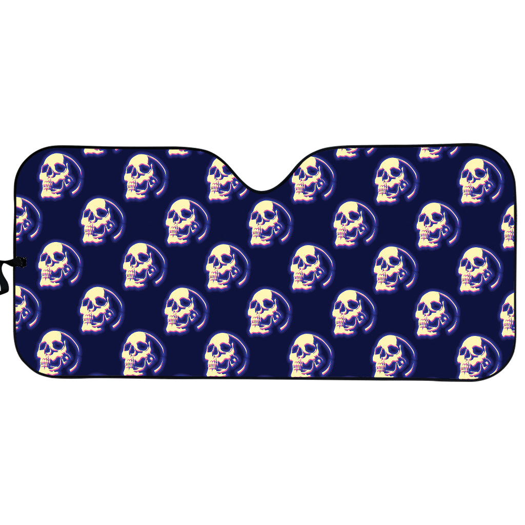 Trippy Skull Pattern Print Car Sun Shade