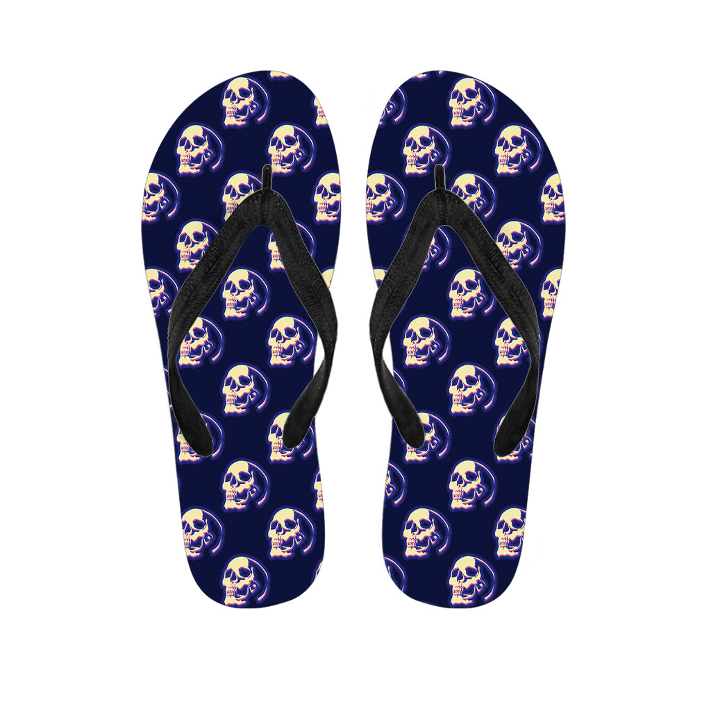 Trippy Skull Pattern Print Flip Flops