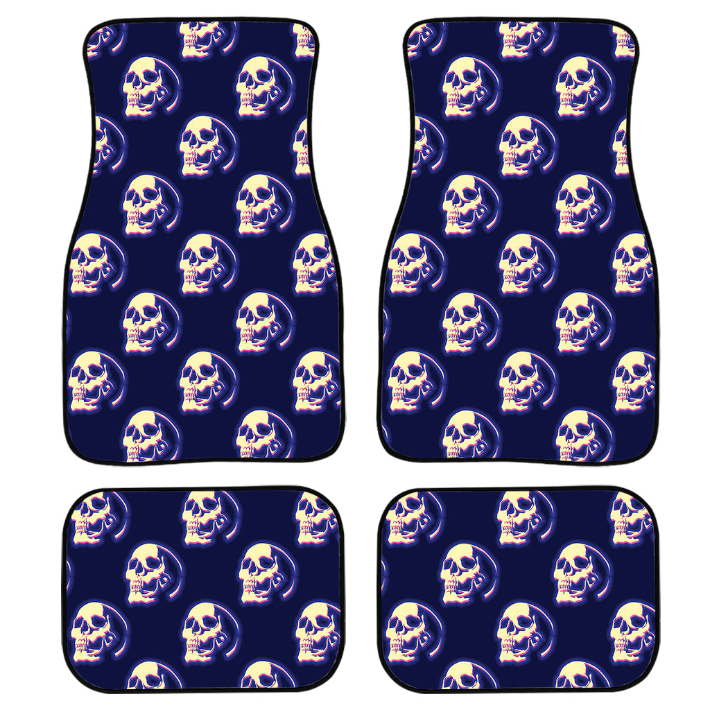 Trippy Skull Pattern Print Front and Back Car Floor Mats