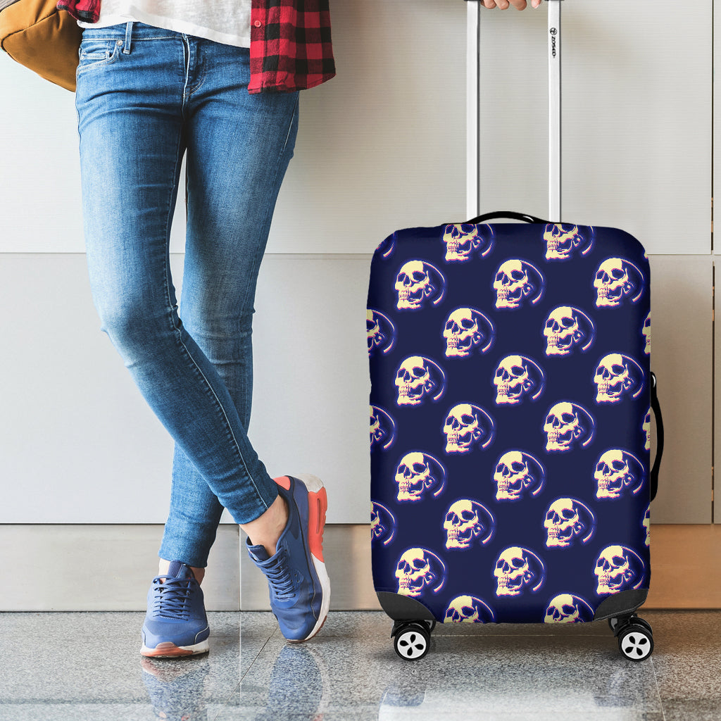 Trippy Skull Pattern Print Luggage Cover