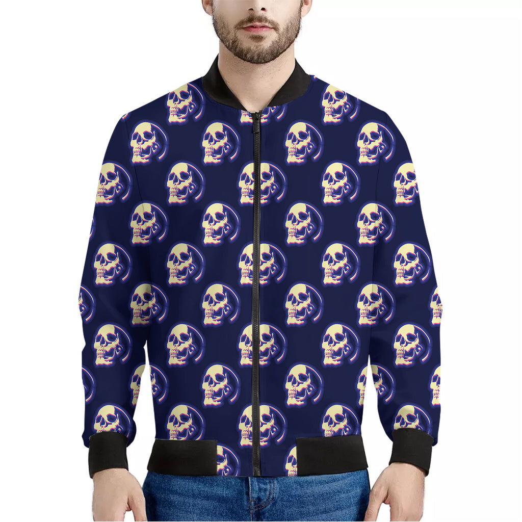 Trippy Skull Pattern Print Men's Bomber Jacket