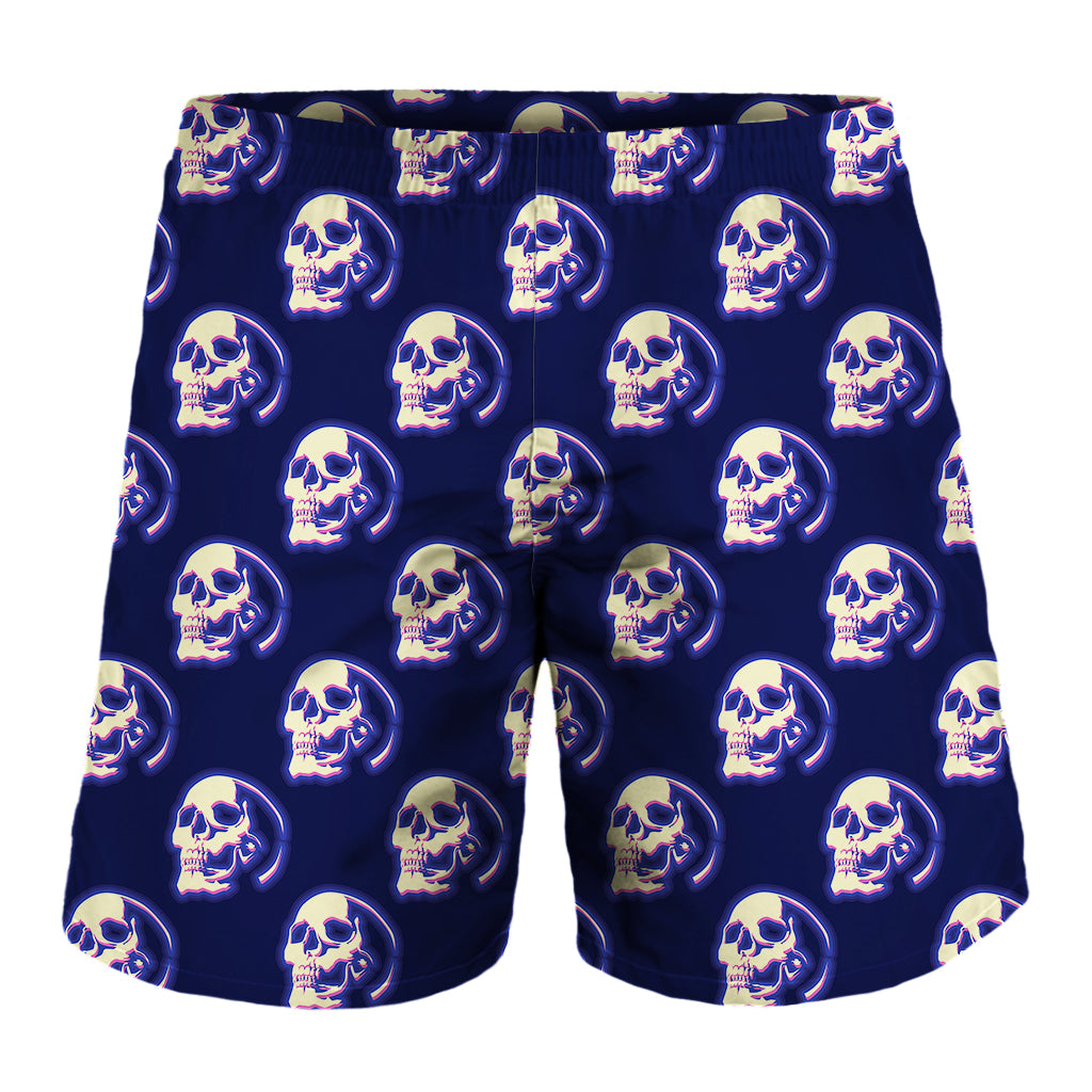 Trippy Skull Pattern Print Men's Shorts