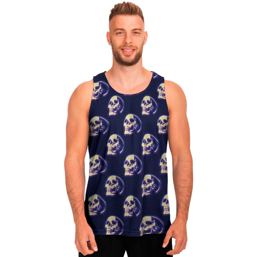 Trippy Skull Pattern Print Men's Tank Top