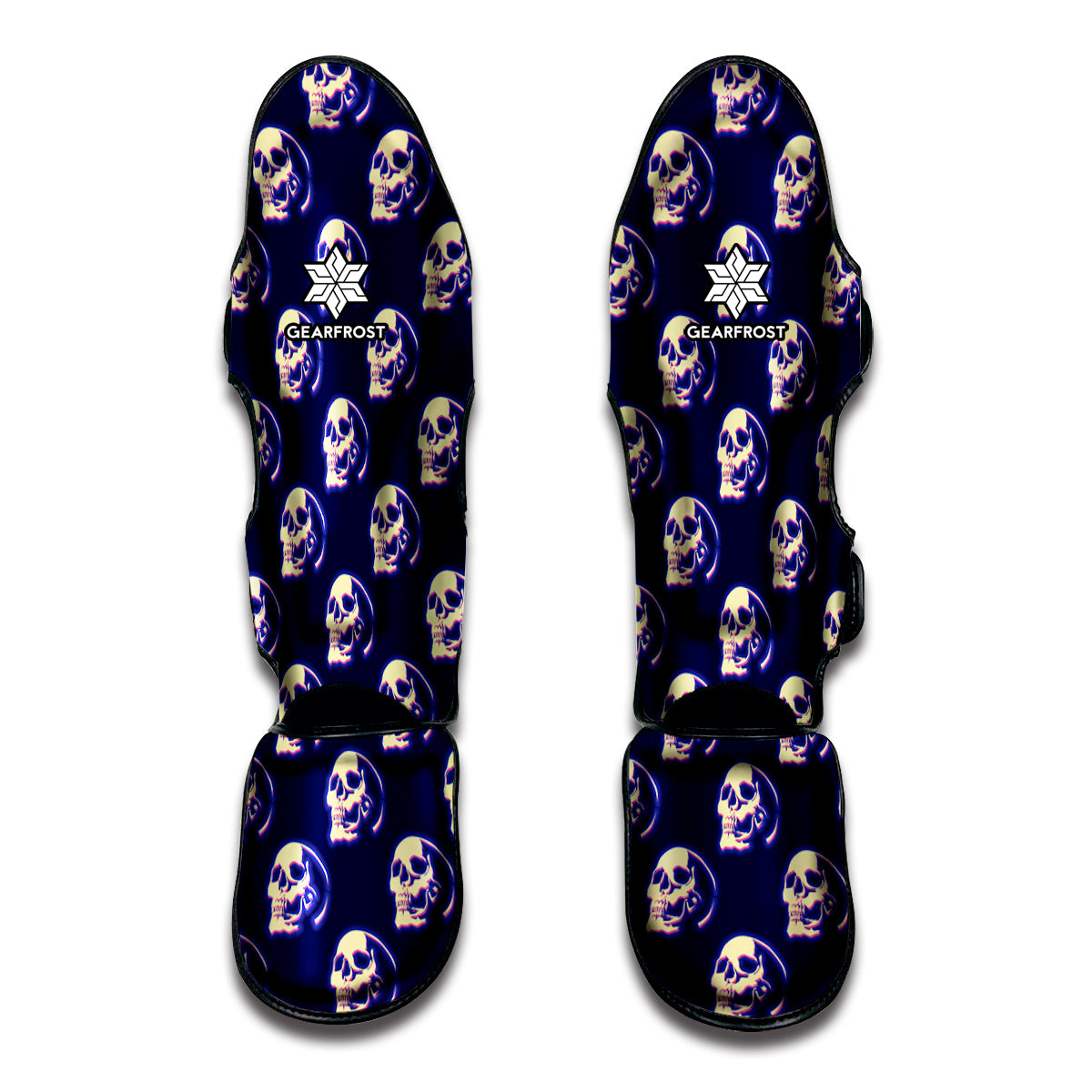 Trippy Skull Pattern Print Muay Thai Shin Guards