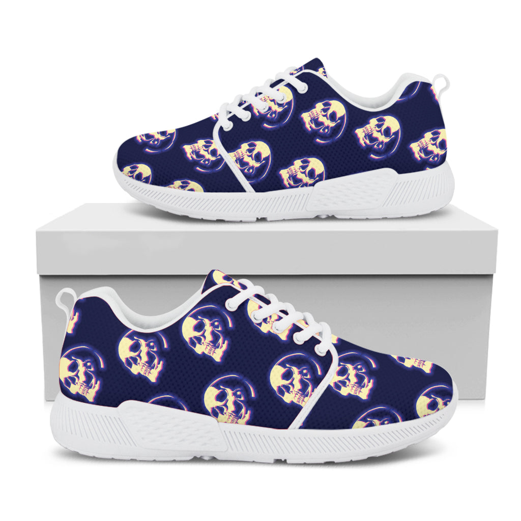 Trippy Skull Pattern Print White Athletic Shoes