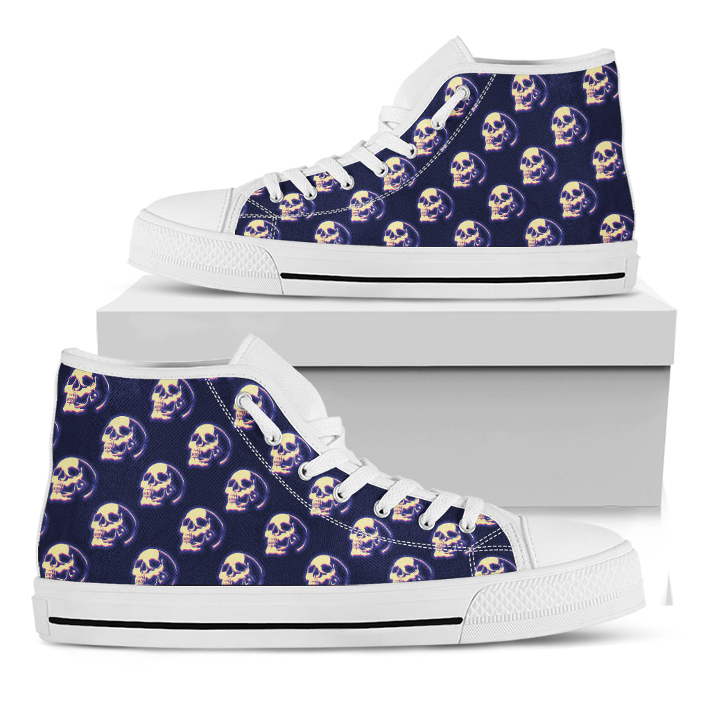 Trippy Skull Pattern Print White High Top Shoes