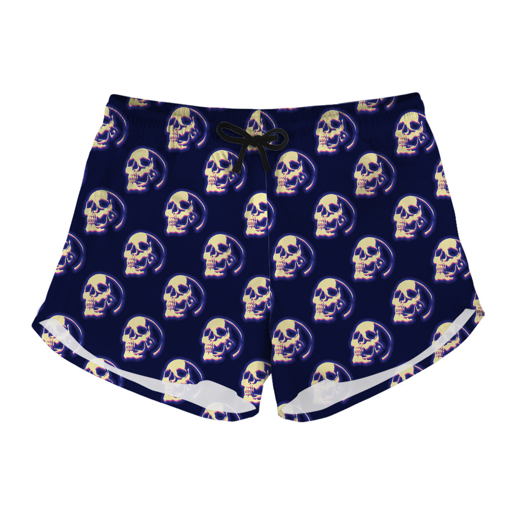 Trippy Skull Pattern Print Women's Shorts