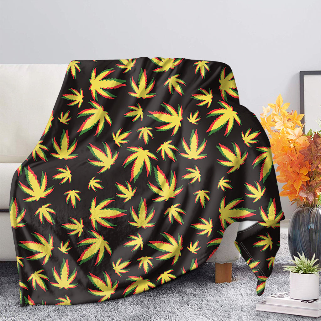 Trippy Weed Leaf Pattern Print Blanket