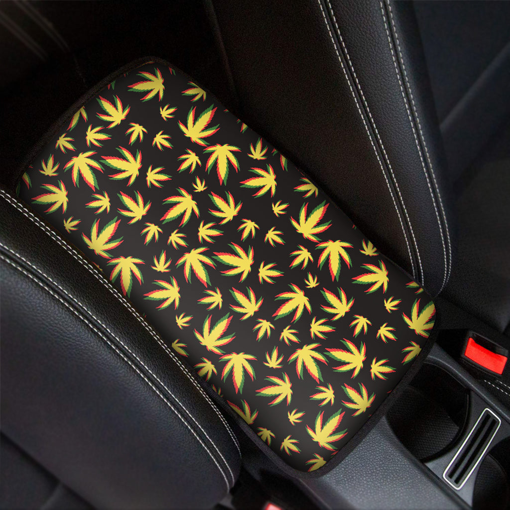 Trippy Weed Leaf Pattern Print Car Center Console Cover