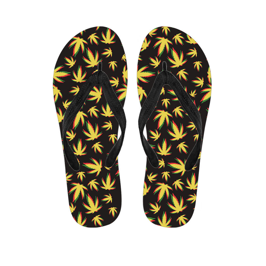 Trippy Weed Leaf Pattern Print Flip Flops