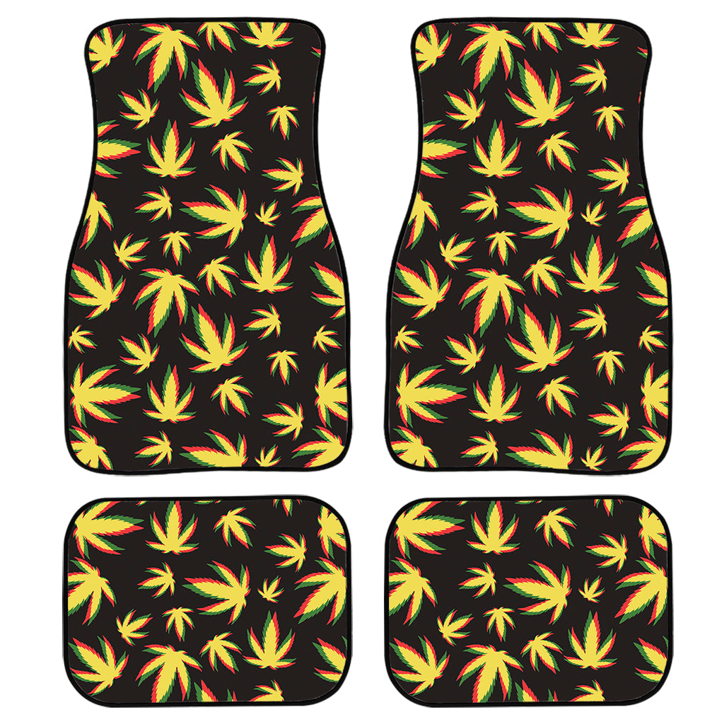 Trippy Weed Leaf Pattern Print Front and Back Car Floor Mats