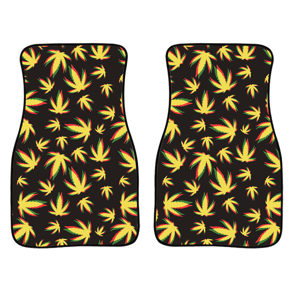 Trippy Weed Leaf Pattern Print Front Car Floor Mats