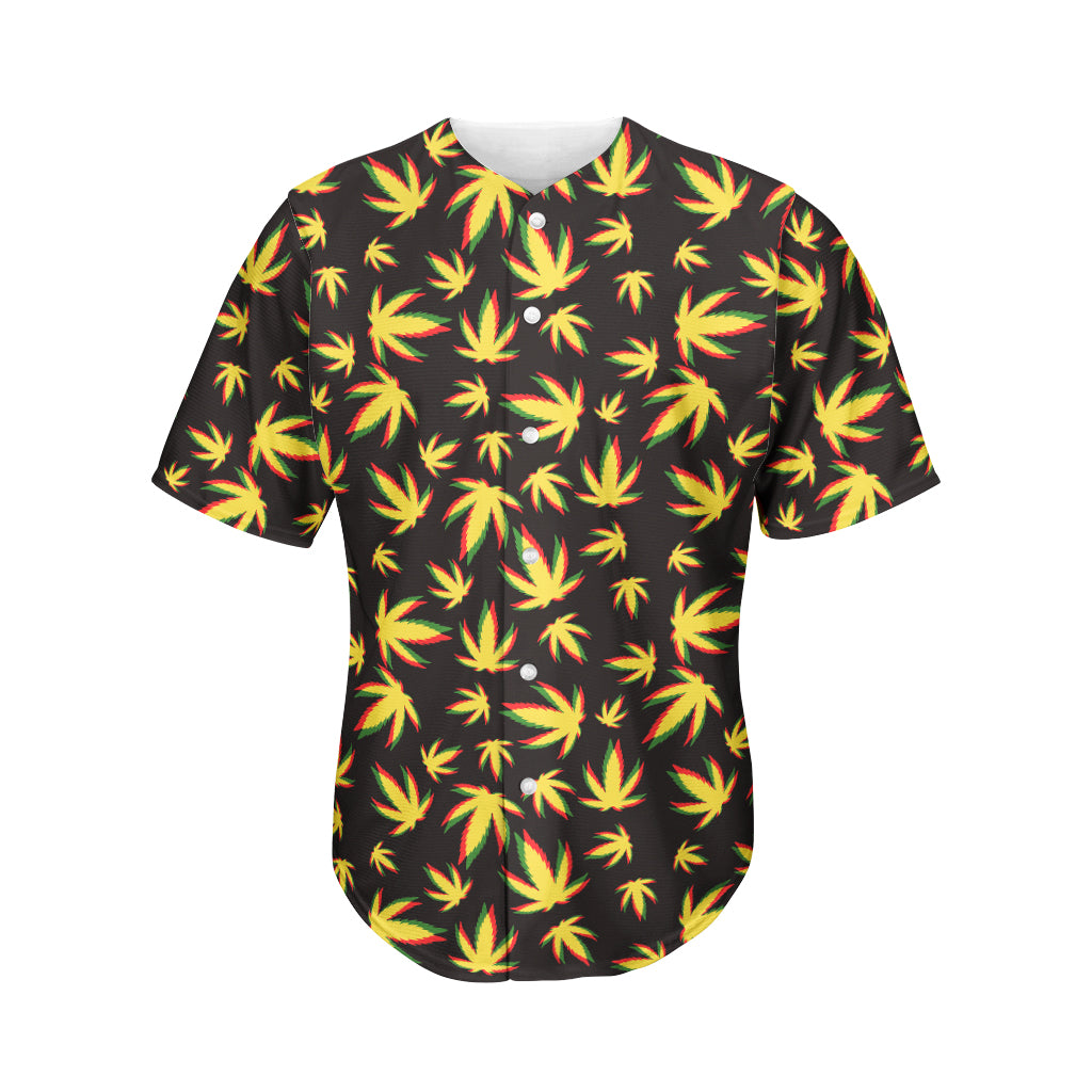 Trippy Weed Leaf Pattern Print Men's Baseball Jersey