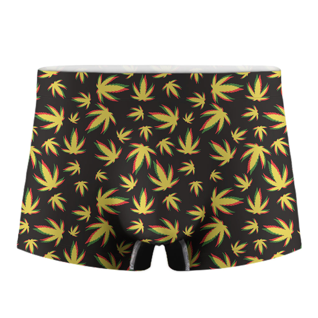 Trippy Weed Leaf Pattern Print Men's Boxer Briefs