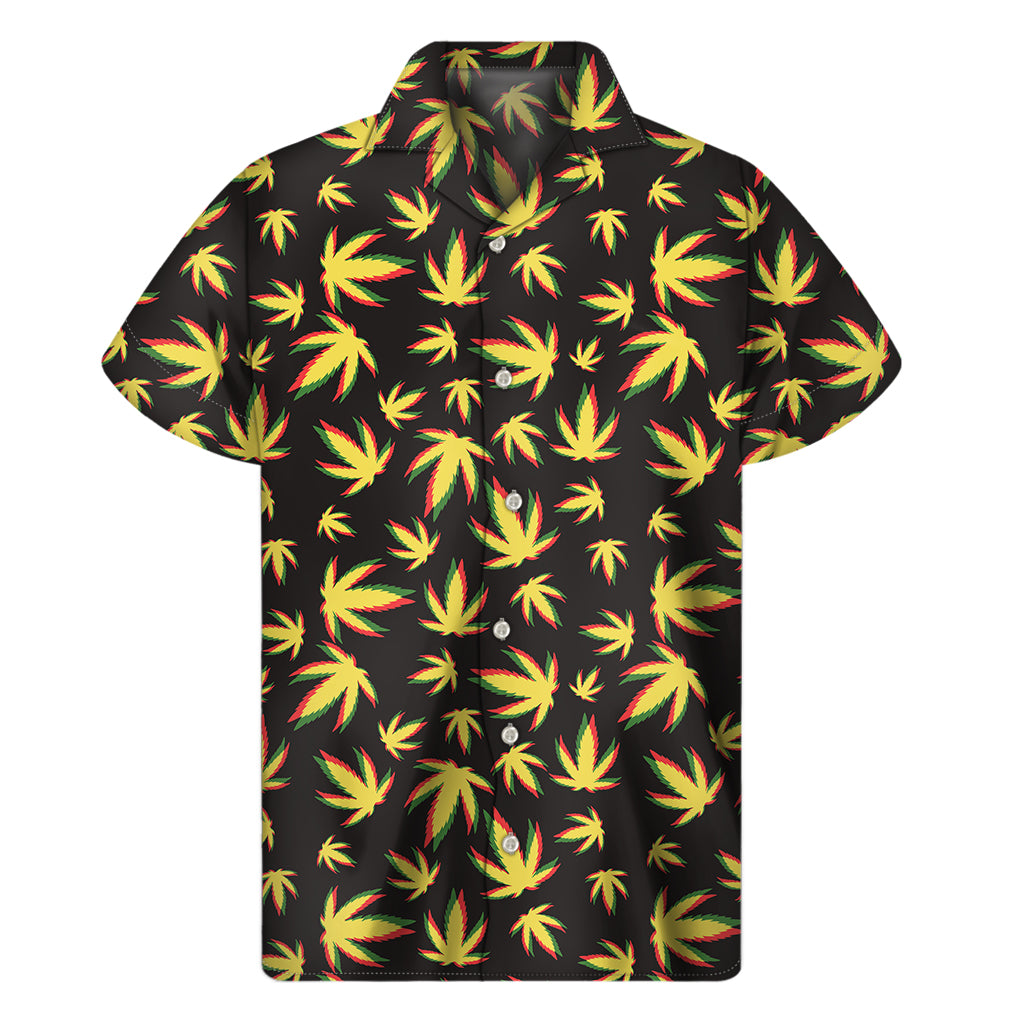 Trippy Weed Leaf Pattern Print Men's Short Sleeve Shirt