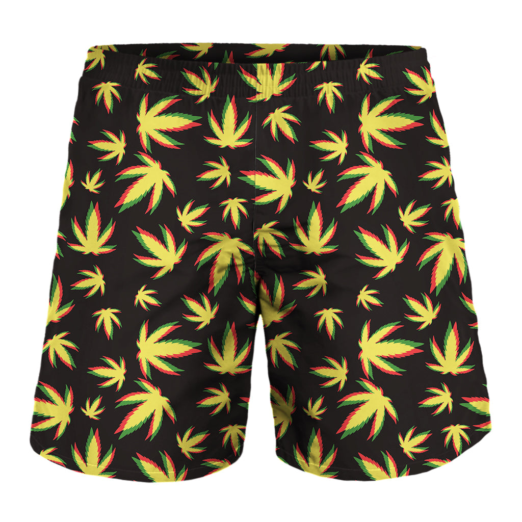 Trippy Weed Leaf Pattern Print Men's Shorts