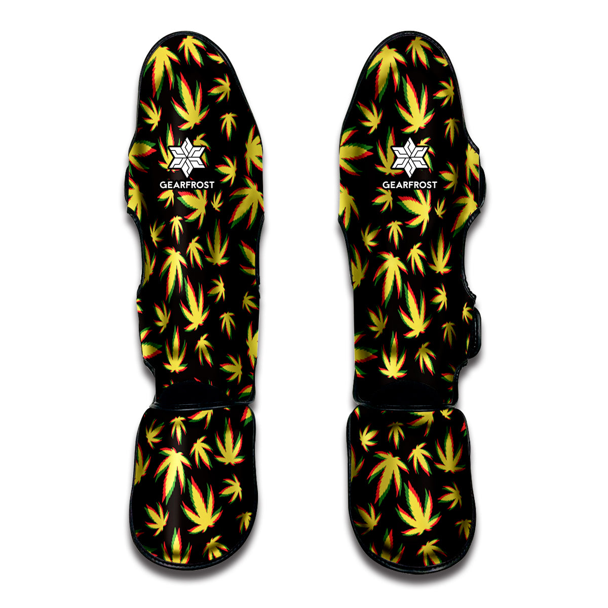 Trippy Weed Leaf Pattern Print Muay Thai Shin Guards