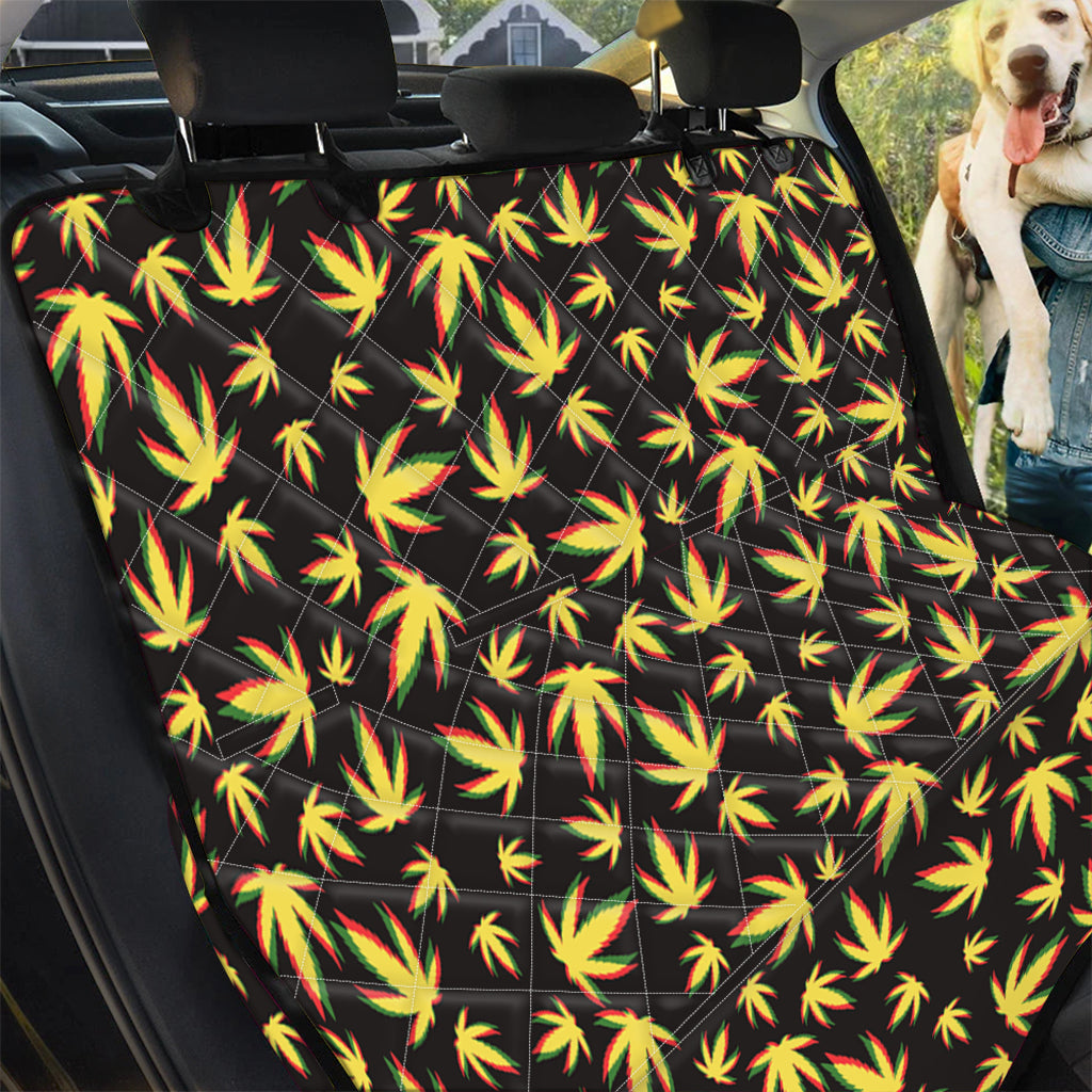 Trippy Weed Leaf Pattern Print Pet Car Back Seat Cover