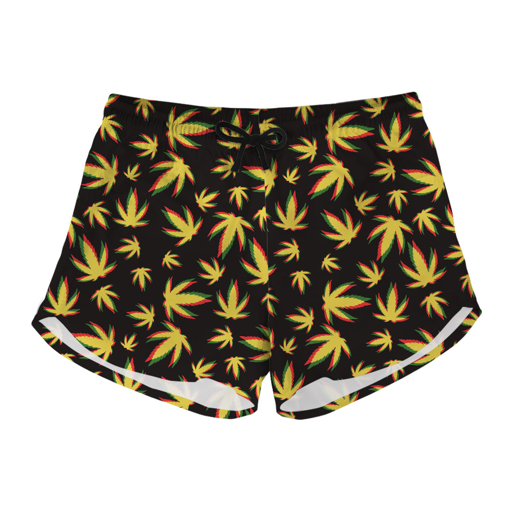 Trippy Weed Leaf Pattern Print Women's Shorts