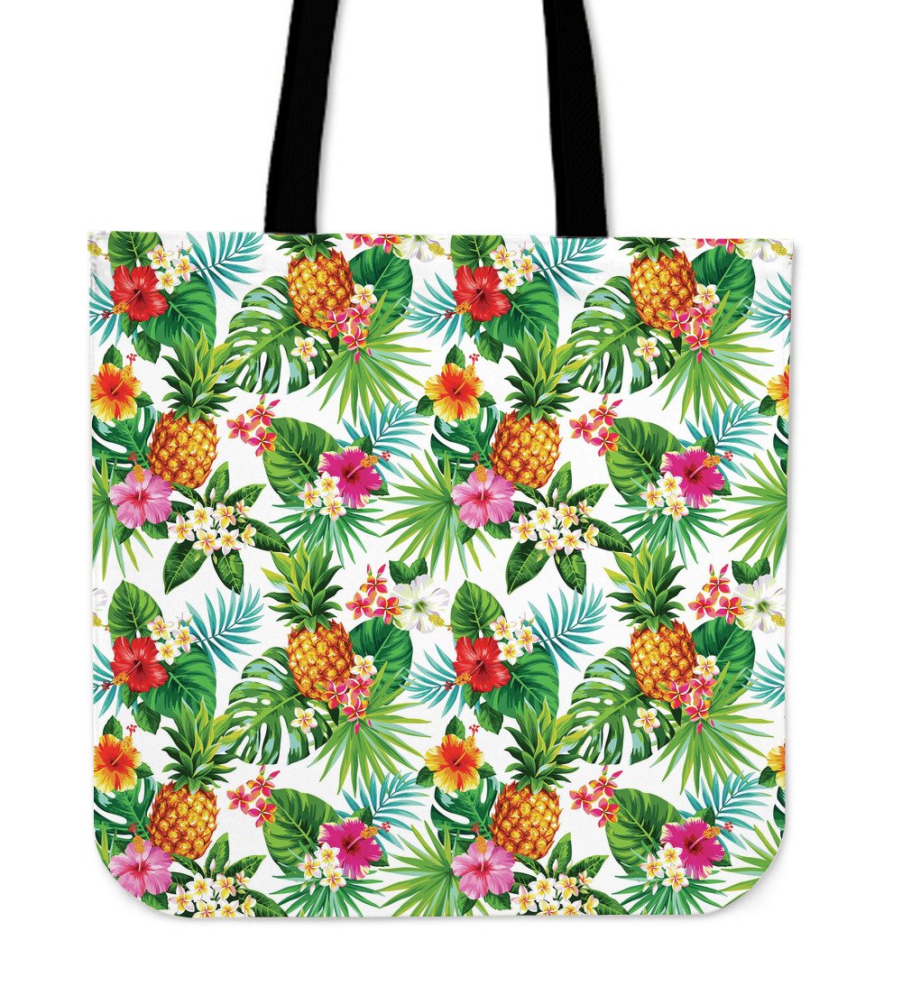 Tropical Aloha Pineapple Pattern Print Canvas Tote Bag