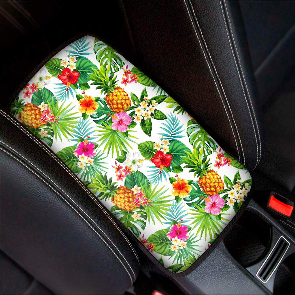 Tropical Aloha Pineapple Pattern Print Car Center Console Cover