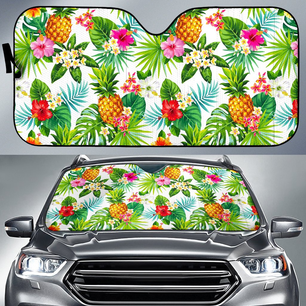 Tropical Aloha Pineapple Pattern Print Car Sun Shade