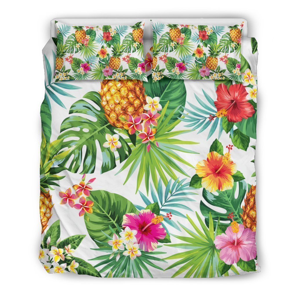 Tropical Aloha Pineapple Pattern Print Duvet Cover Bedding Set