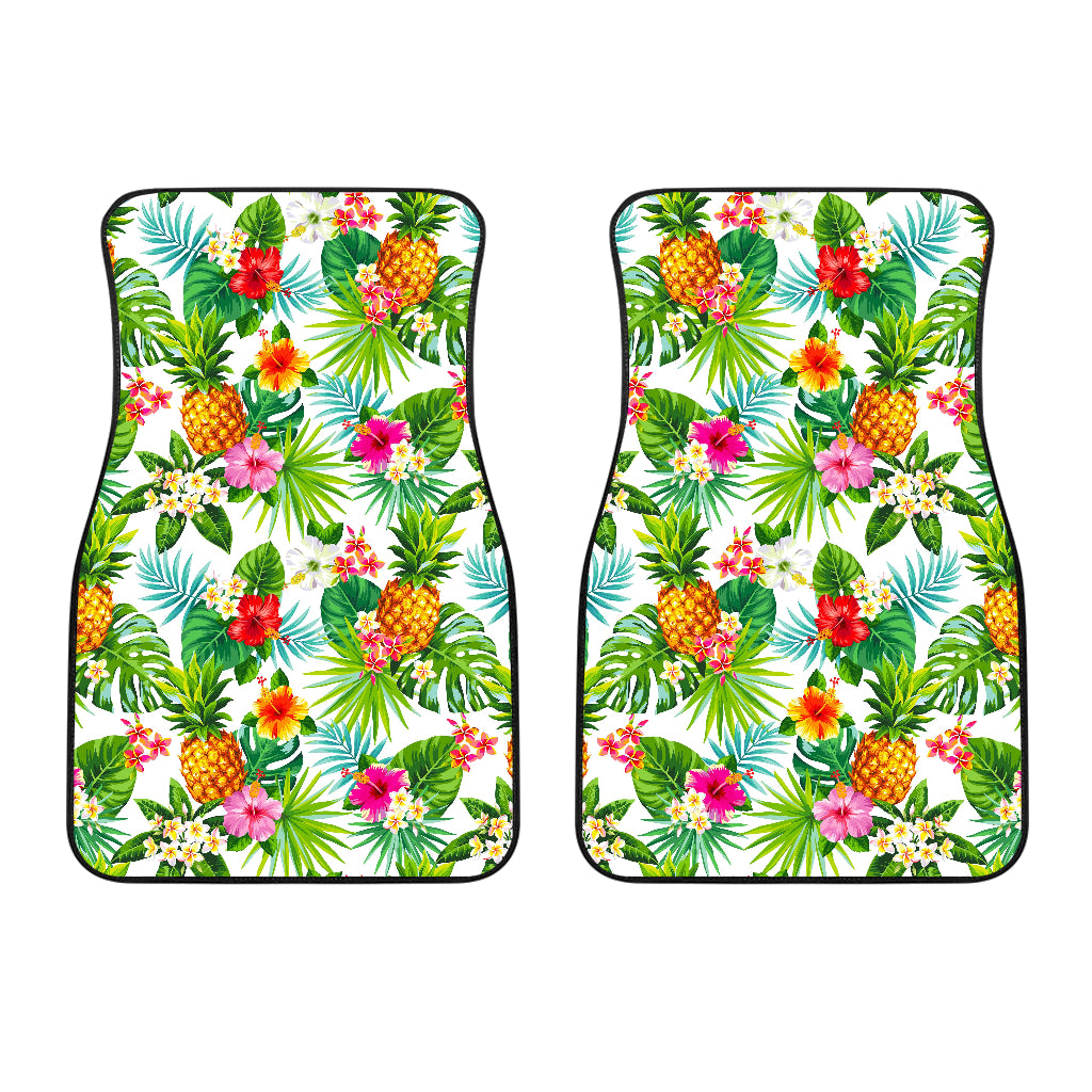 Tropical Aloha Pineapple Pattern Print Front Car Floor Mats