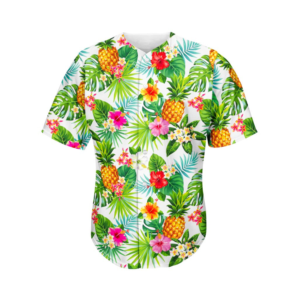 Tropical Aloha Pineapple Pattern Print Men's Baseball Jersey