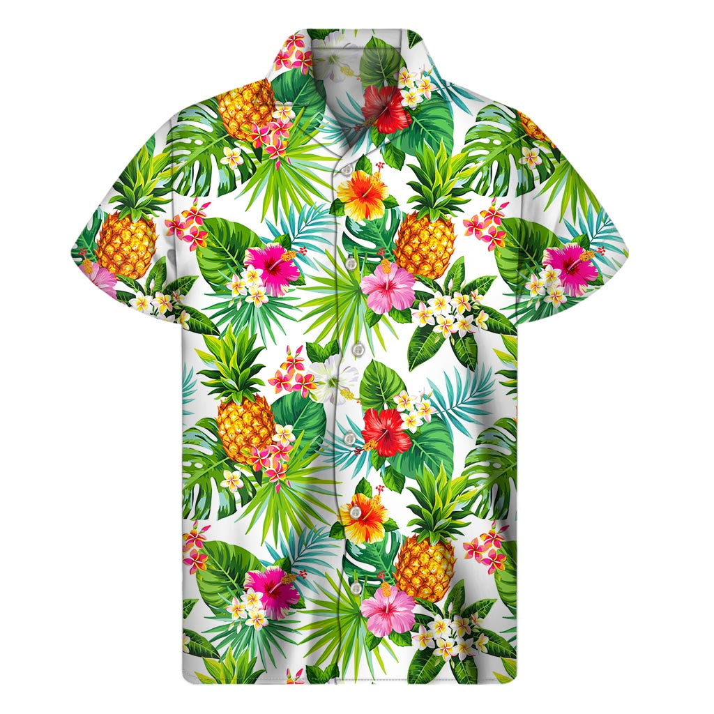 Tropical Aloha Pineapple Pattern Print Men's Short Sleeve Shirt