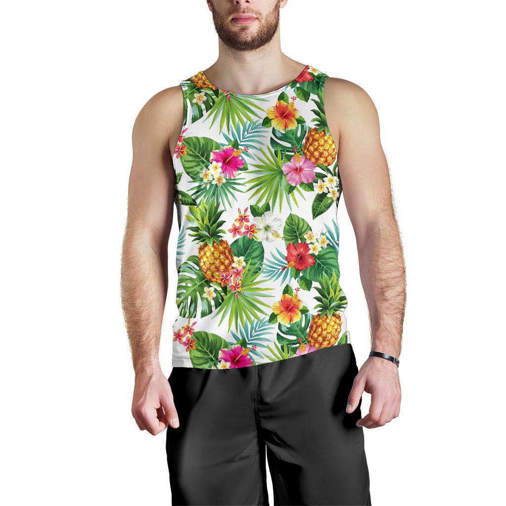 Tropical Aloha Pineapple Pattern Print Men's Tank Top