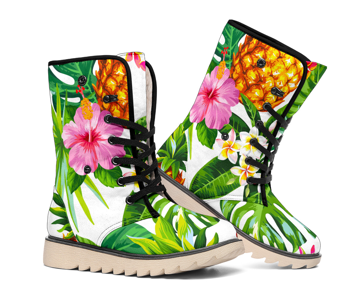 Tropical Aloha Pineapple Pattern Print Winter Boots
