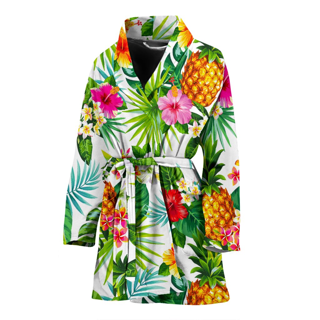 Tropical Aloha Pineapple Pattern Print Women's Bathrobe