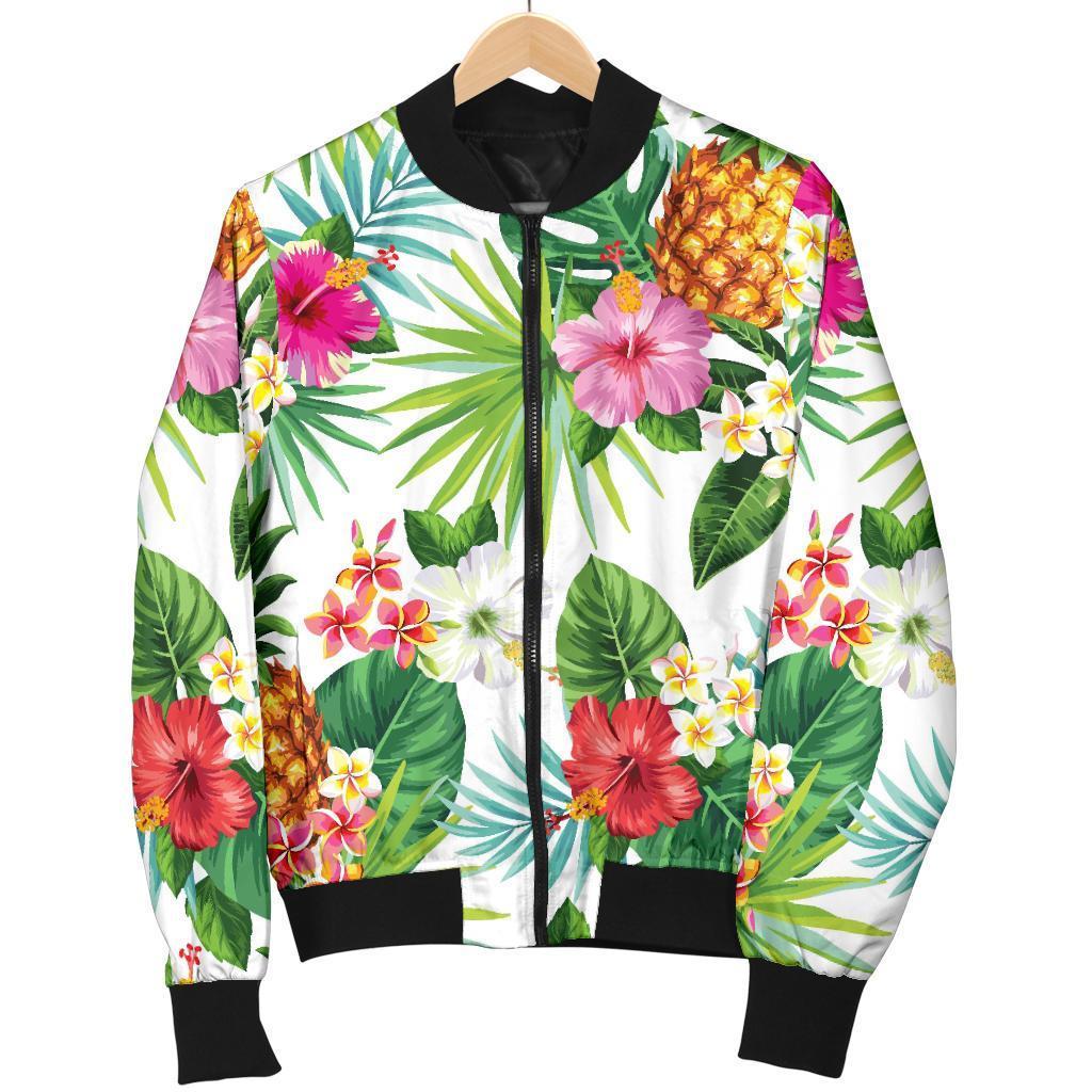 Tropical Aloha Pineapple Pattern Print Women's Bomber Jacket