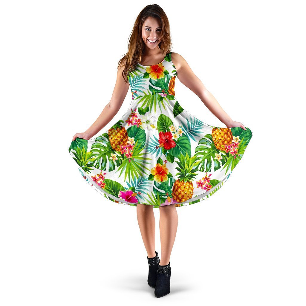 Tropical Aloha Pineapple Pattern Print Women's Dress