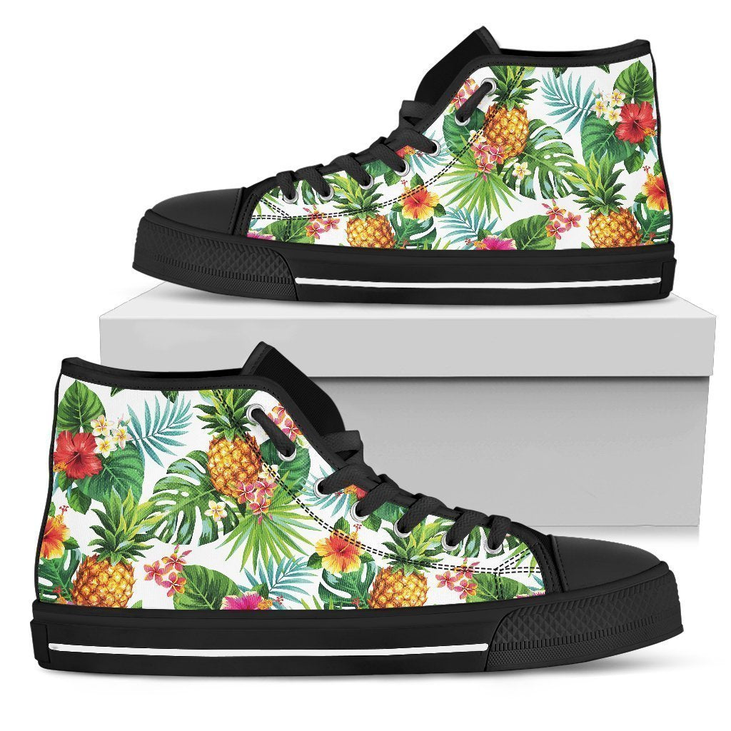 Tropical Aloha Pineapple Pattern Print Women's High Top Shoes