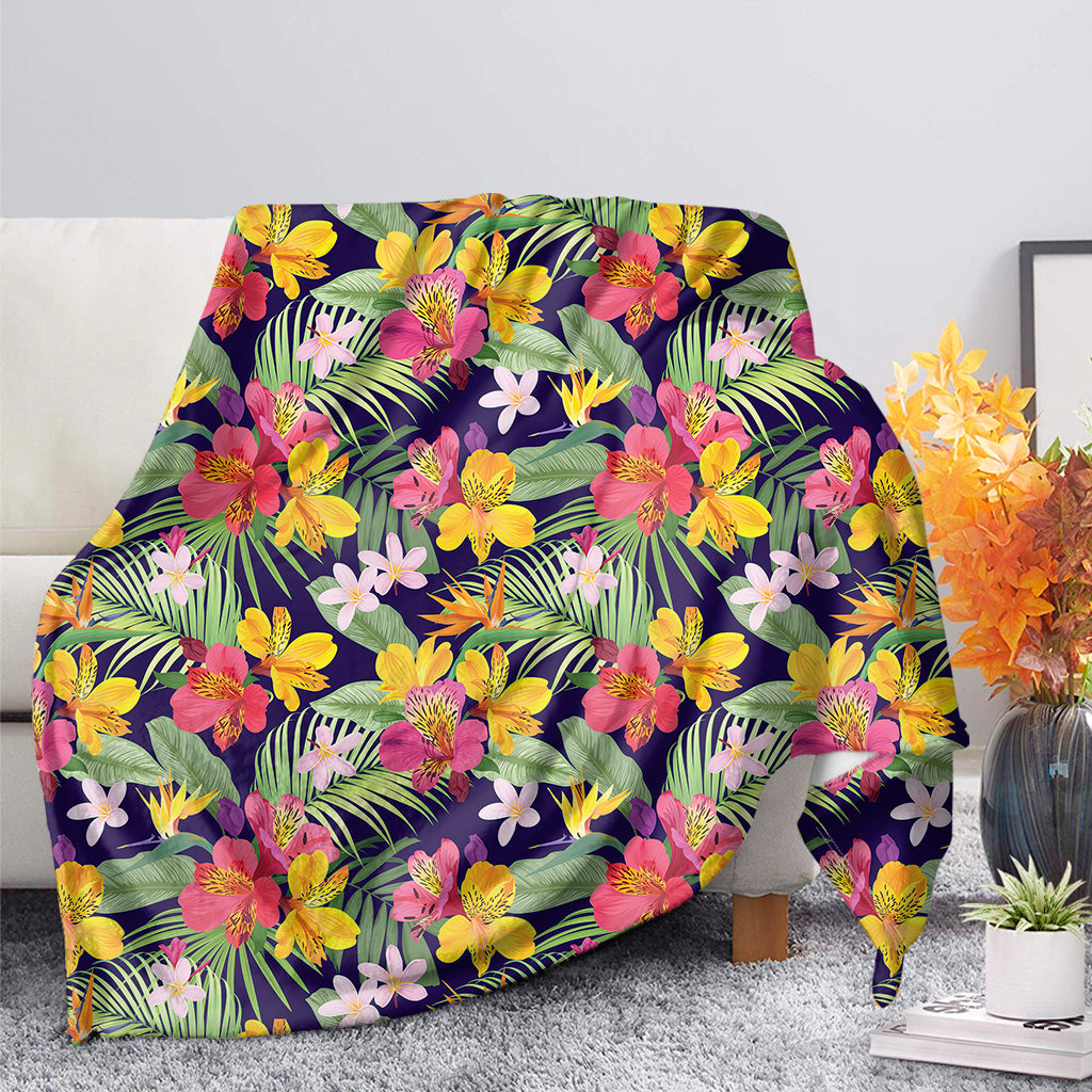 Tropical Alstroemeria Pattern Print Blanket