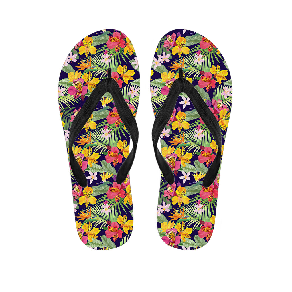 Tropical Alstroemeria Pattern Print Flip Flops