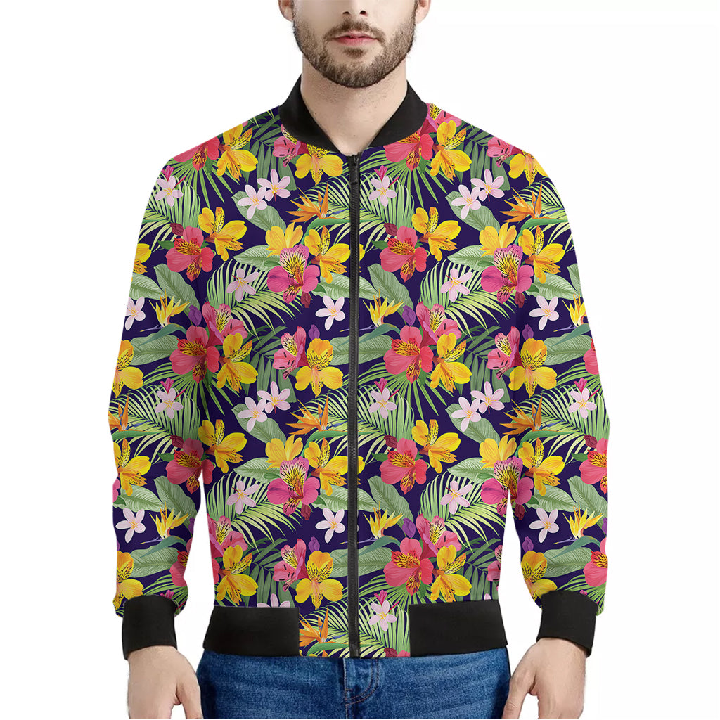 Tropical Alstroemeria Pattern Print Men's Bomber Jacket