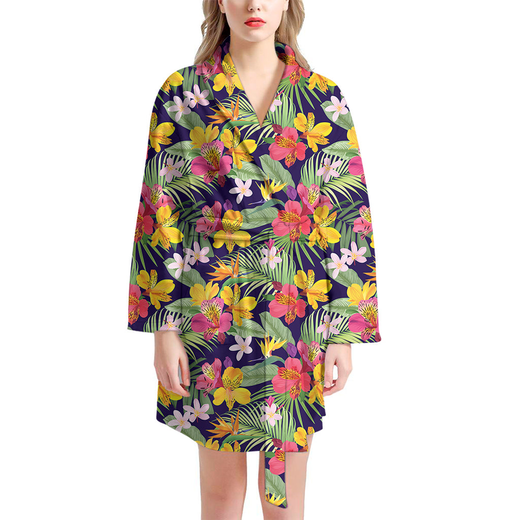 Tropical Alstroemeria Pattern Print Women's Bathrobe