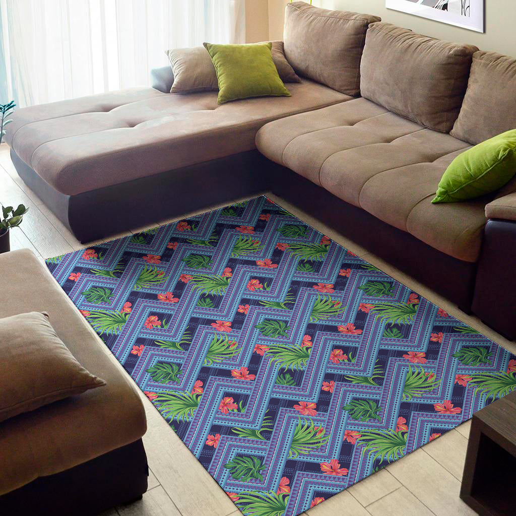 Tropical Aztec Geometric Pattern Print Area Rug