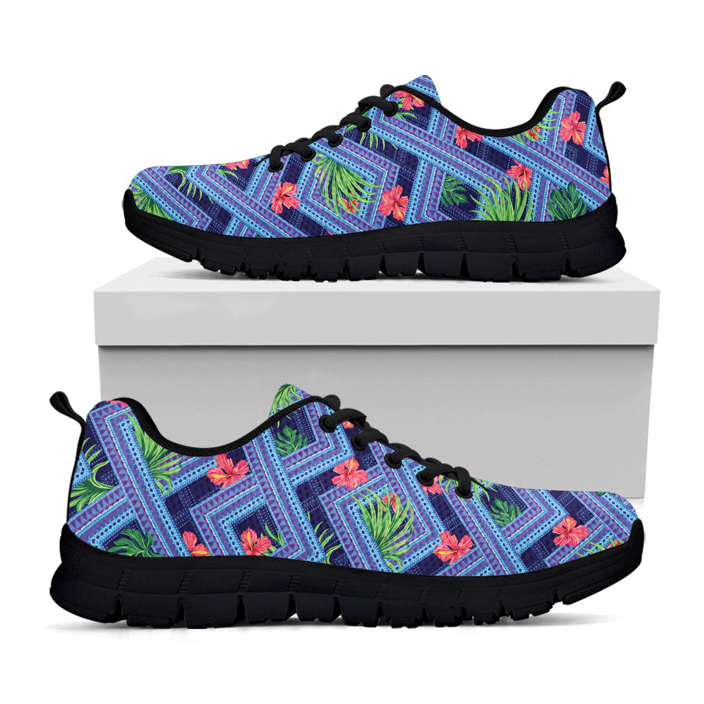 Tropical Aztec Geometric Pattern Print Black Sneakers