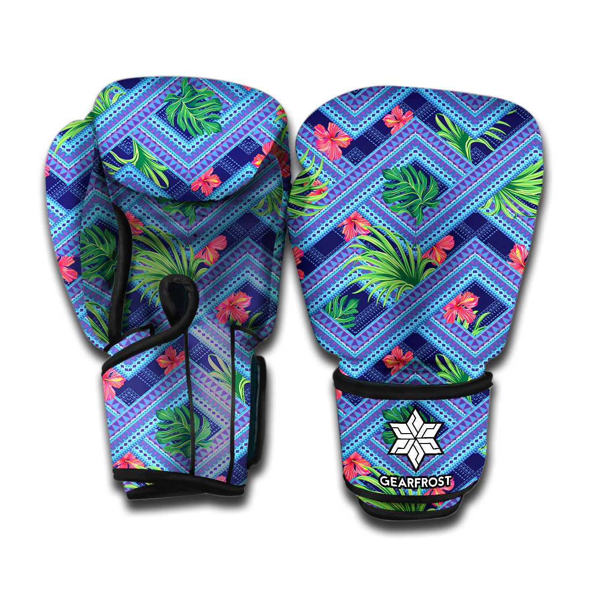 Tropical Aztec Geometric Pattern Print Boxing Gloves