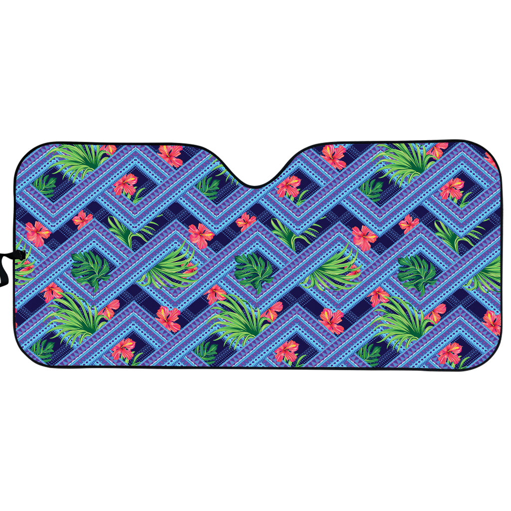 Tropical Aztec Geometric Pattern Print Car Sun Shade