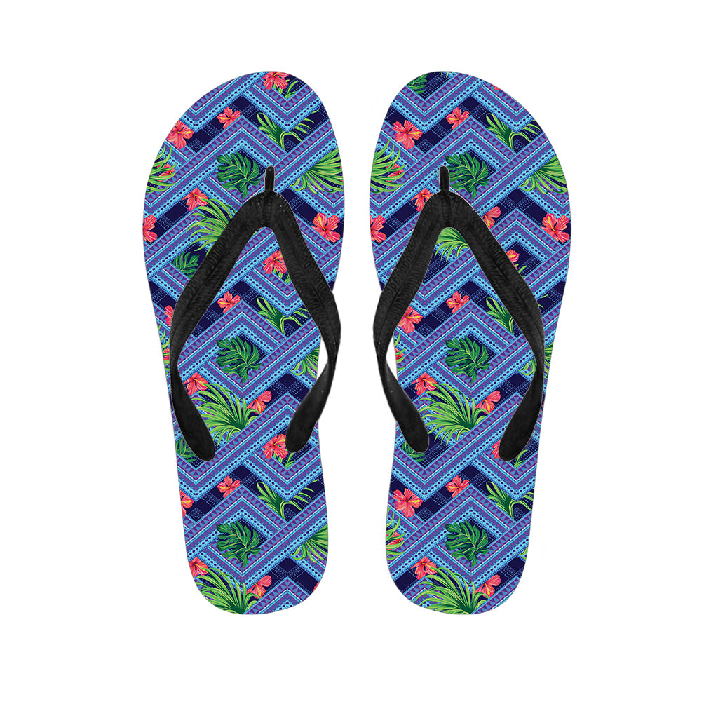 Tropical Aztec Geometric Pattern Print Flip Flops