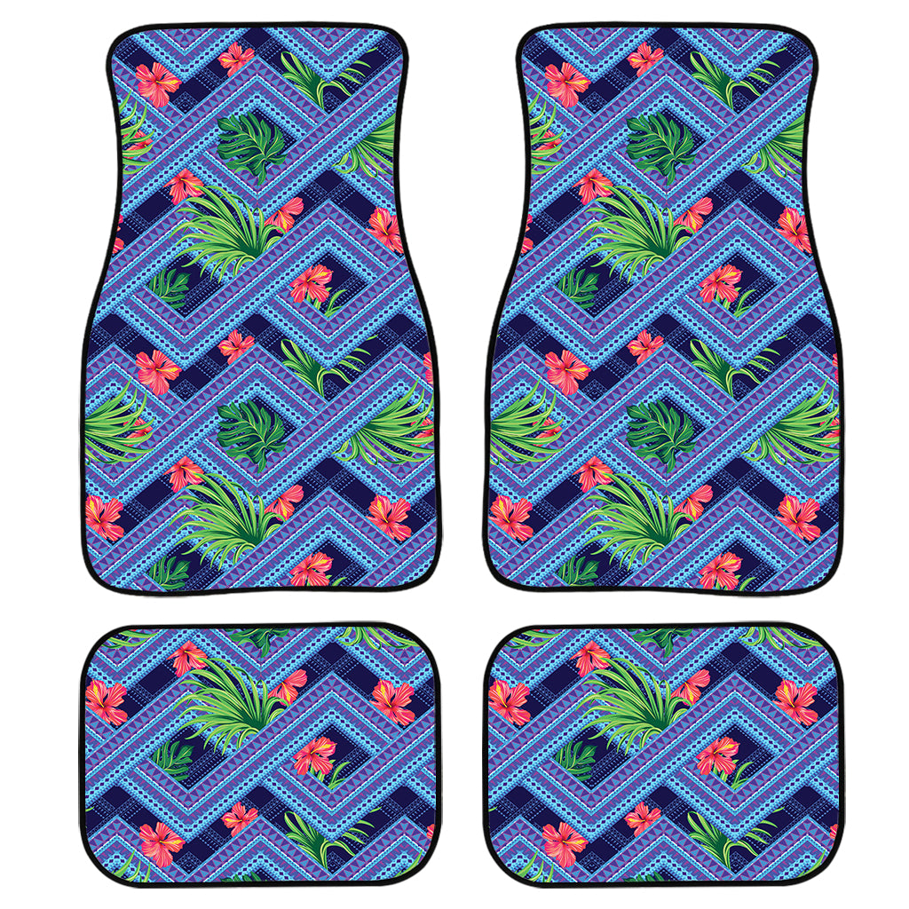 Tropical Aztec Geometric Pattern Print Front and Back Car Floor Mats