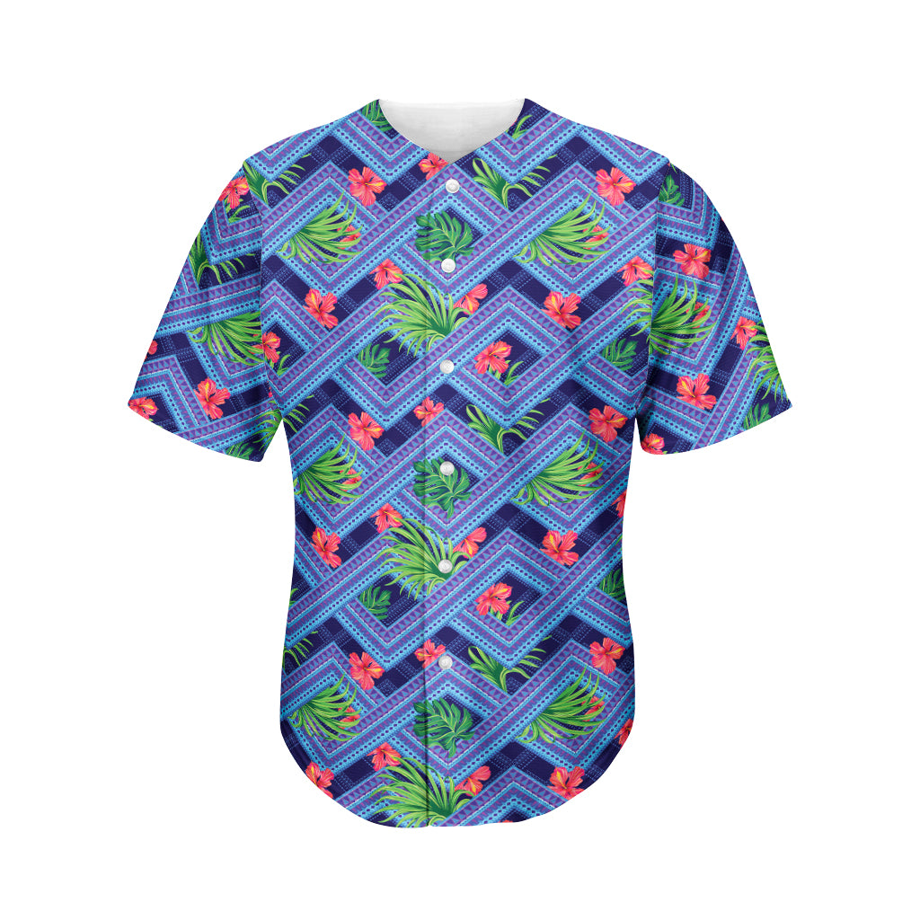 Tropical Aztec Geometric Pattern Print Men's Baseball Jersey