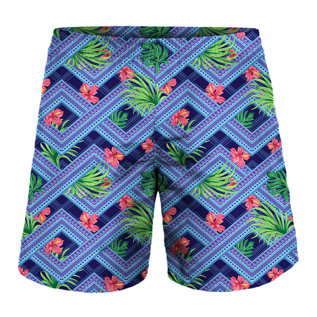 Tropical Aztec Geometric Pattern Print Men's Shorts