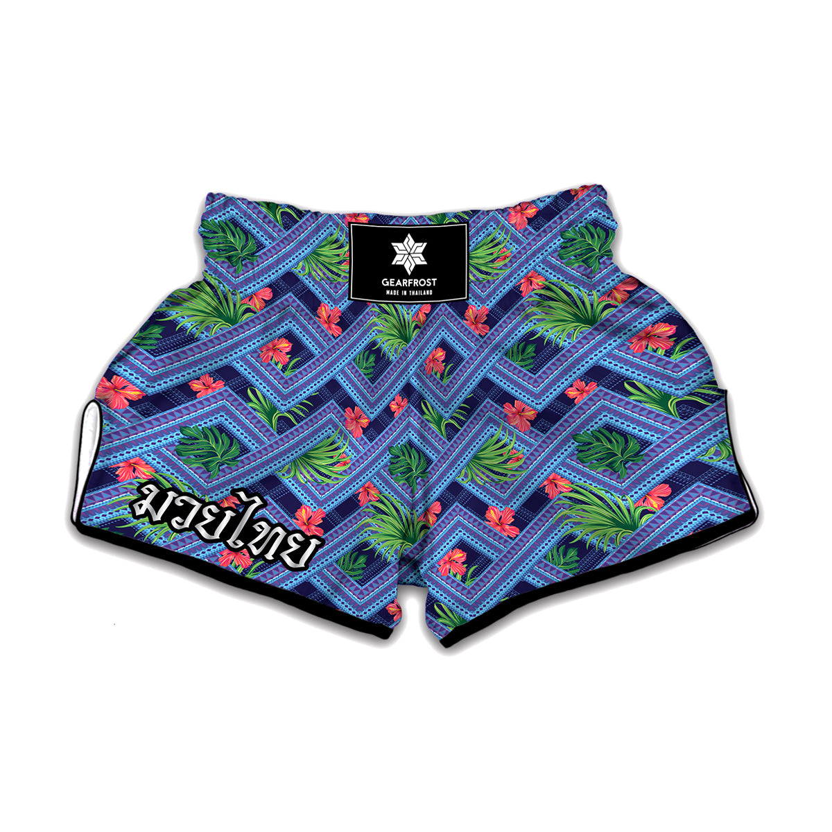 Tropical Aztec Geometric Pattern Print Muay Thai Boxing Shorts